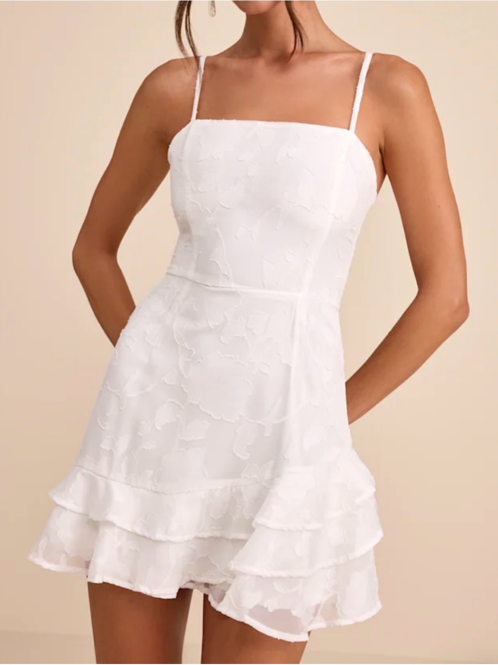Nwt Lulus Women’s Days With You White Floral Burnout Ruffled Mini Dress Size M